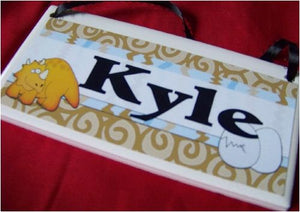 Triceratops Dinosaur Personalized Name Plaque