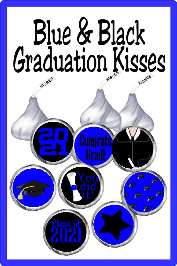 Blue Graduation Kiss Label Printable
